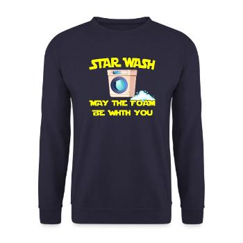 Star Wash - may the foam be with you - Unisex Pullover - Navy - Vorne - Alina (178cm) & Michal (187cm)
