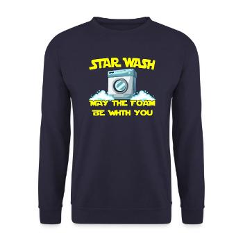 Star Wash - may the foam be with you - Unisex Pullover - Navy - Vorne - Alina (178cm) & Michal (187cm)