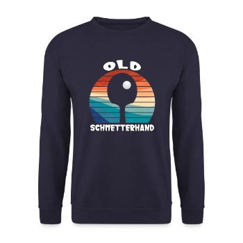 Old Schmetterhand Tischtennis Design - Unisex Pullover - Navy - Vorne - Alina (178cm) & Michal (187cm)