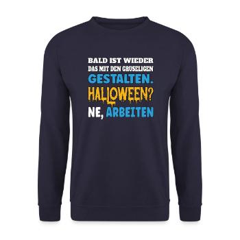 Bald ist wieder das mit den gruseligen Gestalten - Unisex Pullover - Navy - Vorne - Alina (178cm) & Michal (187cm)