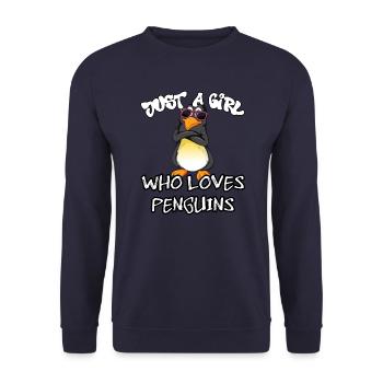 Juste une fille qui aime les pingouins - Sweat-shirt Unisexe - marine - Devant - Alina (178cm) & Michal (187cm)