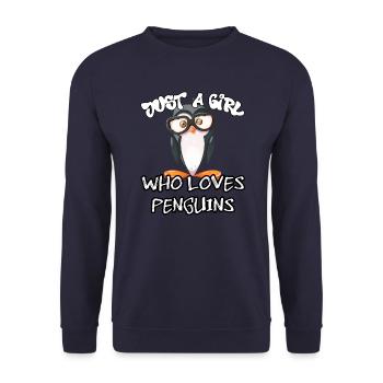Juste une fille qui aime les pingouins - Sweat-shirt Unisexe - marine - Devant - Alina (178cm) & Michal (187cm)
