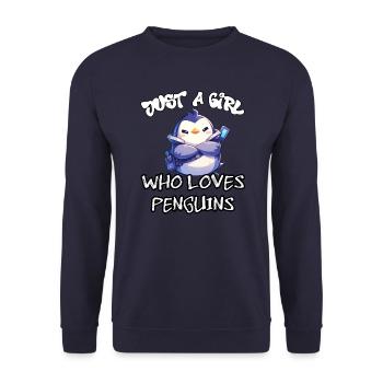 Juste une fille qui aime les pingouins - Sweat-shirt Unisexe - marine - Devant - Alina (178cm) & Michal (187cm)