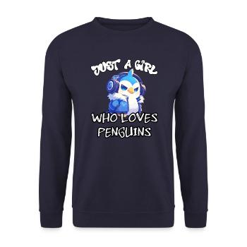 Juste une fille qui aime les pingouins - Sweat-shirt Unisexe - marine - Devant - Alina (178cm) & Michal (187cm)