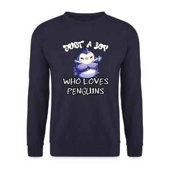 Juste un garçon qui aime les pingouins - Sweat-shirt Unisexe - marine - Devant - Alina (178cm) & Michal (187cm)