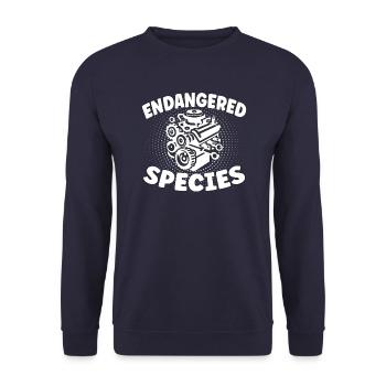 Endangered Species - Engine Combustion Design - Unisex Sweatshirt - navy - Front - Alina (178cm) & Michal (187cm)