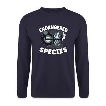 Endangered Species - Engine Combustion Design - Unisex Sweatshirt - navy - Front - Alina (178cm) & Michal (187cm)