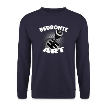 Bedrohte Art - Verbrennungsmotor Auto Design - Unisex Pullover - Navy - Vorne - Alina (178cm) & Michal (187cm)