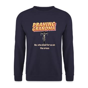 Grand-mère en prière - Betende Oma - Sweat-shirt Unisexe - marine - Devant - Alina (178cm) & Michal (187cm)