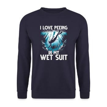 Diving I love peeing my wet suit - Unisex Sweatshirt - navy - Front - Alina (178cm) & Michal (187cm)