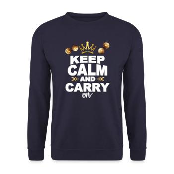 Keep calm and carry on - Unisex Pullover - Navy - Vorne - Alina (178cm) & Michal (187cm)