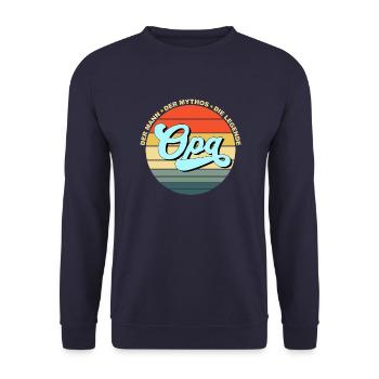 Opa, der Mann, die Mythos, die Legende - Unisex Pullover - Navy - Vorne - Alina (178cm) & Michal (187cm)