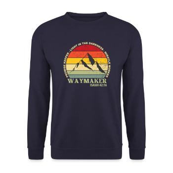 Waymaker Promise Keeper Miracle Worker Christian - Unisex Pullover - Navy - Vorne - Alina (178cm) & Michal (187cm)