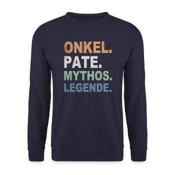 Onkel Pate Mythos Legende - Unisex Pullover - Navy - Vorne - Alina (178cm) & Michal (187cm)