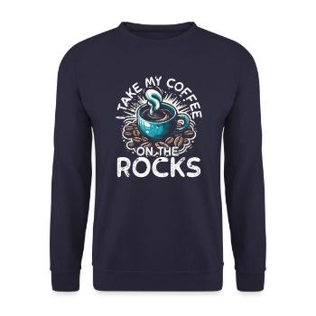 I take my coffee on the rocks - Unisex Pullover - Navy - Vorne - Alina (178cm) & Michal (187cm)