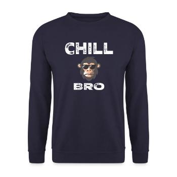 Chill Bro - Lustiger Affe mit coolem Spruch Gesche - Unisex Pullover - Navy - Vorne - Alina (178cm) & Michal (187cm)