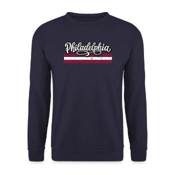 Design rétro vintage de Philadelphie - Sweat-shirt Unisexe - marine - Devant - Alina (178cm) & Michal (187cm)