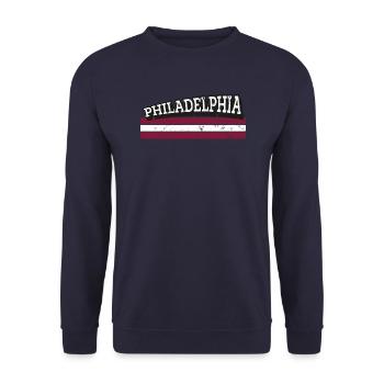 Design rétro vintage de Philadelphie - Sweat-shirt Unisexe - marine - Devant - Alina (178cm) & Michal (187cm)
