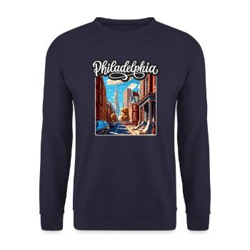 Vintage Philadelphia Retro Design - Unisex Sweatshirt - navy - Front - Alina (178cm) & Michal (187cm)