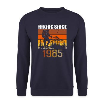 Randonnée depuis 1985, Cadeau d’anniversaire vintage - Sweat-shirt Unisexe - marine - Devant - Alina (178cm) & Michal (187cm)