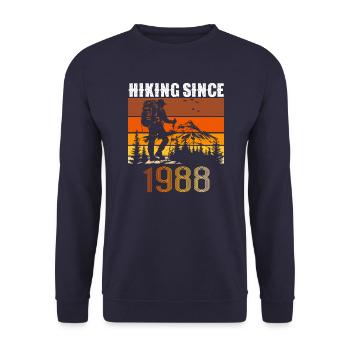 Randonnée depuis 1988, Cadeau d’anniversaire vintage - Sweat-shirt Unisexe - marine - Devant - Alina (178cm) & Michal (187cm)