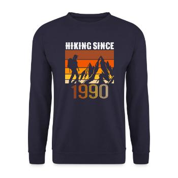 Randonnée depuis 1990, Cadeau d’anniversaire vintage - Sweat-shirt Unisexe - marine - Devant - Alina (178cm) & Michal (187cm)