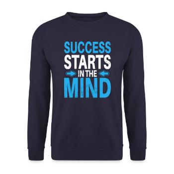 Success starts in the mind - Unisex Pullover - Navy - Vorne - Alina (178cm) & Michal (187cm)