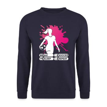 Eat Sleep Soccer Repeat - Soccer Player - Unisex Sweatshirt - navy - Front - Alina (178cm) & Michal (187cm)
