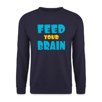 Feed your brain - füttere Dein Gehirn - Unisex Sweatshirt - navy - Front - Alina (178cm) & Michal (187cm)