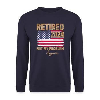 Retraité 2024 - plus mon problème - Sweat-shirt Unisexe - marine - Devant - Alina (178cm) & Michal (187cm)