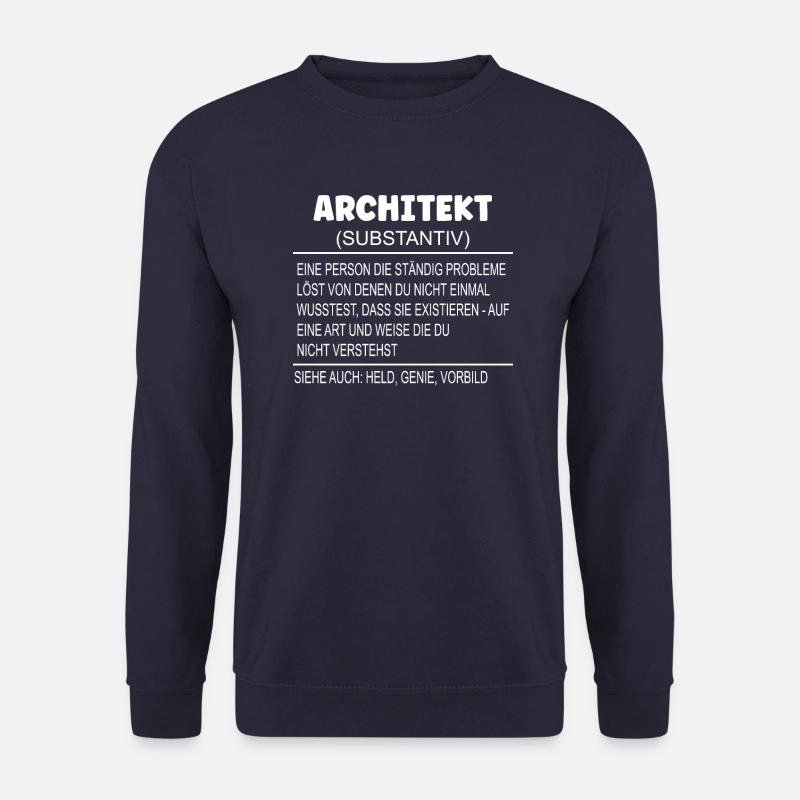Wörterbuch Erklärung ARCHITEKT Held, Genie, Vorbil - Unisex Pullover - Navy