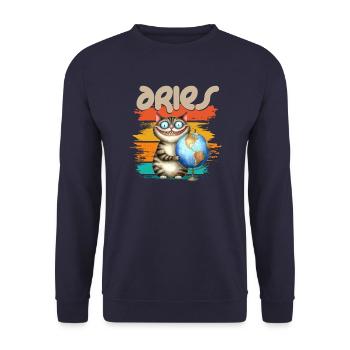 Zodiac - Sternzeichen - Aries - Widder - Unisex Pullover - Navy - Vorne - Alina (178cm) & Michal (187cm)