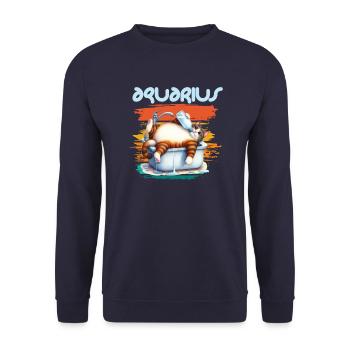 Zodiac - Sternzeichen - Aquarius - Wassermann - Unisex Pullover - Navy - Vorne - Alina (178cm) & Michal (187cm)