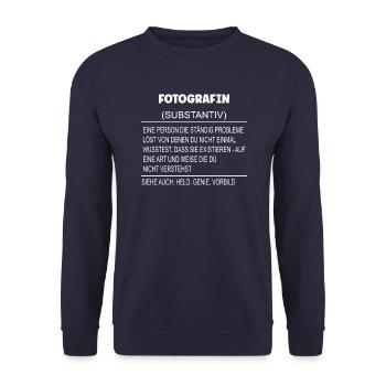 Wörterbuch Erklärung Fotografin Held Genie Vorbild - Unisex Pullover - Navy - Vorne - Alina (178cm) & Michal (187cm)