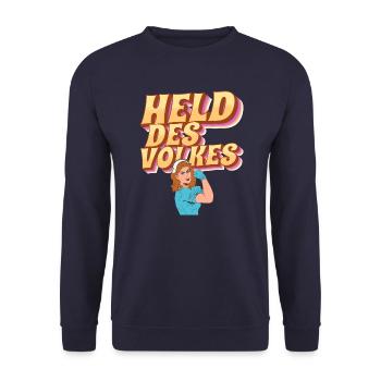 Held des Volkes - Unisex Pullover - Navy - Vorne - Alina (178cm) & Michal (187cm)