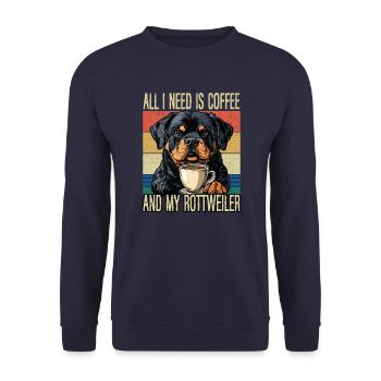 Le café et mon Rottweiler - Sweat-shirt Unisexe - marine - Devant - Alina (178cm) & Michal (187cm)