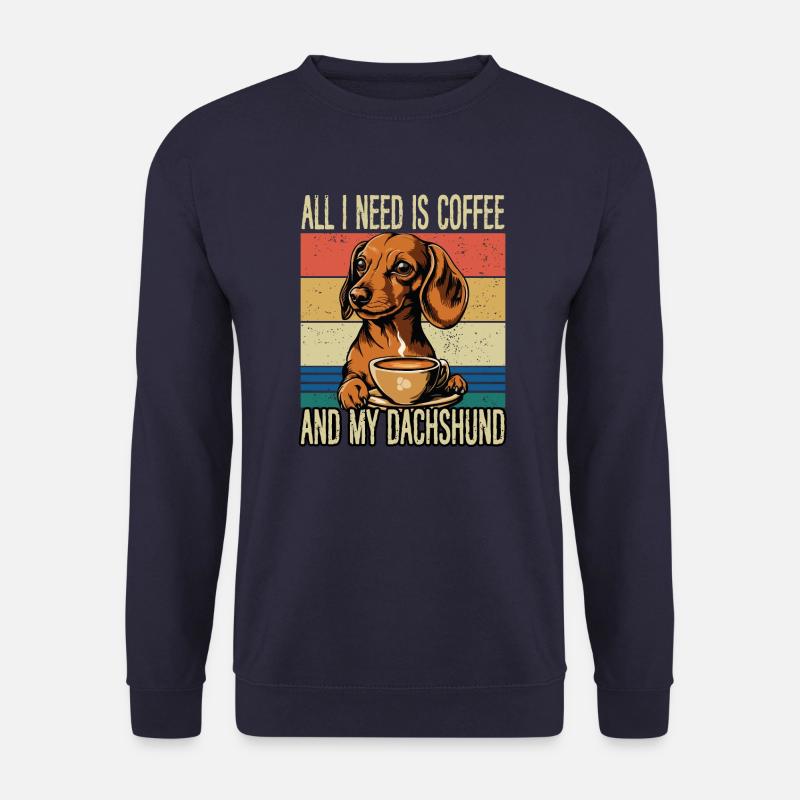 Le café et mon teckel - Sweat-shirt Unisexe - marine