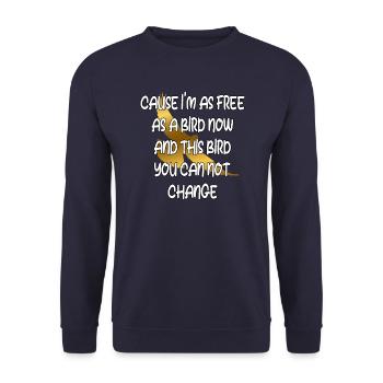 Free as a Bird: Unchanging Spirit - Unisex Sweatshirt - navy - Front - Alina (178cm) & Michal (187cm)