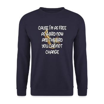 Free as a Bird: Unchanging Spirit - Unisex Sweatshirt - navy - Front - Alina (178cm) & Michal (187cm)