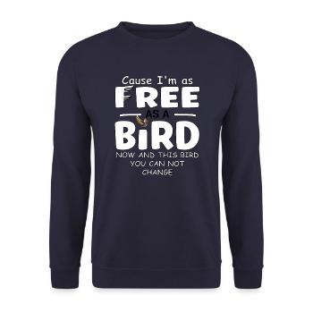 Free as a Bird: Unchanging Spirit - Unisex Sweatshirt - navy - Front - Alina (178cm) & Michal (187cm)