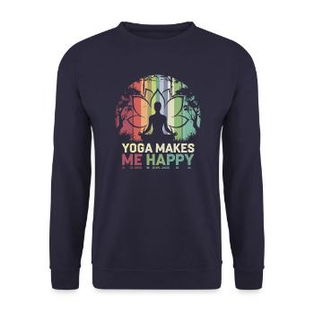 Yoga makes me happy - Unisex Sweatshirt - navy - Front - Alina (178cm) & Michal (187cm)