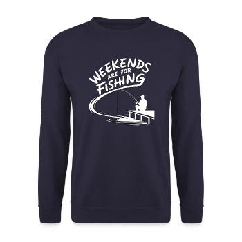 Les week-ends sont consacrés à la pêche - Sweat-shirt Unisexe - marine - Devant - Alina (178cm) & Michal (187cm)