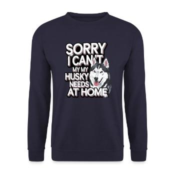 Je ne peux pas que mon Husky ait besoin de moi à la maison - Sweat-shirt Unisexe - marine - Devant - Alina (178cm) & Michal (187cm)