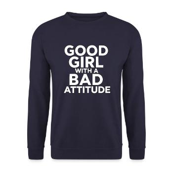 A good girl with a bad attitude - Unisex Sweatshirt - navy - Front - Alina (178cm) & Michal (187cm)