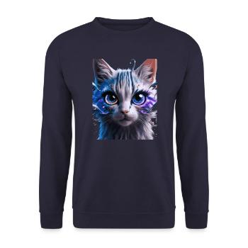 Space Cat - Unisex Sweatshirt - navy - Front - Alina (178cm) & Michal (187cm)