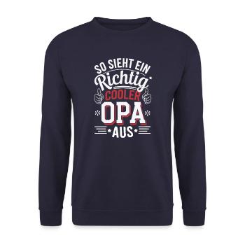 So sieht ein richtig cooler Opa aus - Unisex Pullover - Navy - Vorne - Alina (178cm) & Michal (187cm)