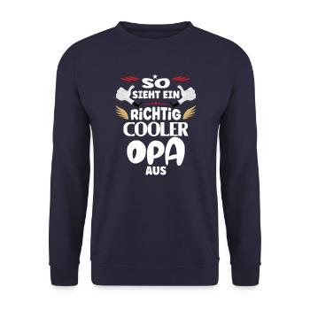 So sieht ein richtig cooler Opa aus - Unisex Pullover - Navy - Vorne - Alina (178cm) & Michal (187cm)
