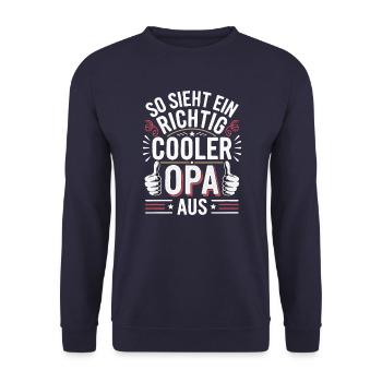 So sieht ein richtig cooler Opa aus - Unisex Pullover - Navy - Vorne - Alina (178cm) & Michal (187cm)