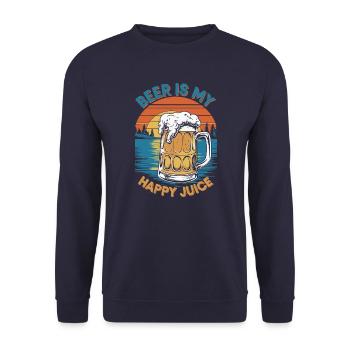 Beer is my happy Juice - Unisex Sweatshirt - navy - Front - Alina (178cm) & Michal (187cm)