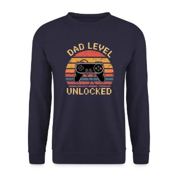 Dad level unlocked - Unisex Pullover - Navy - Vorne - Alina (178cm) & Michal (187cm)